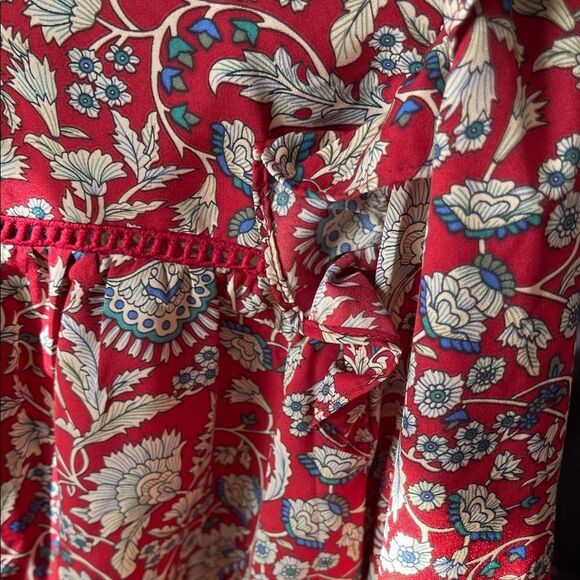 MELLODAY Red and White Floral Blouse - Picture 5 of 7